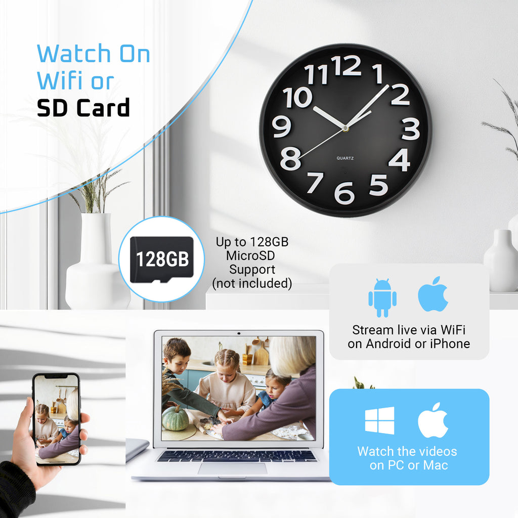 Wifi IP Nanny Cam Hidden Camera Clock - Myhiddeneyes